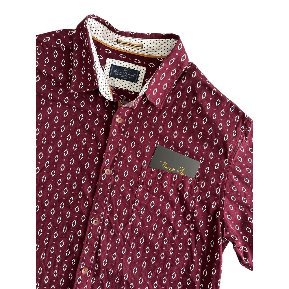 Across The Pond Mens L Button Up Shirt 100% Cotton Short Sleeve Summer Casual